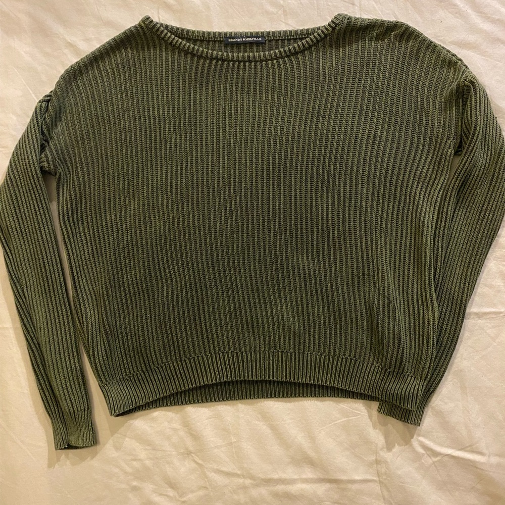 Brandy Melville Green Woven Wool Sweater